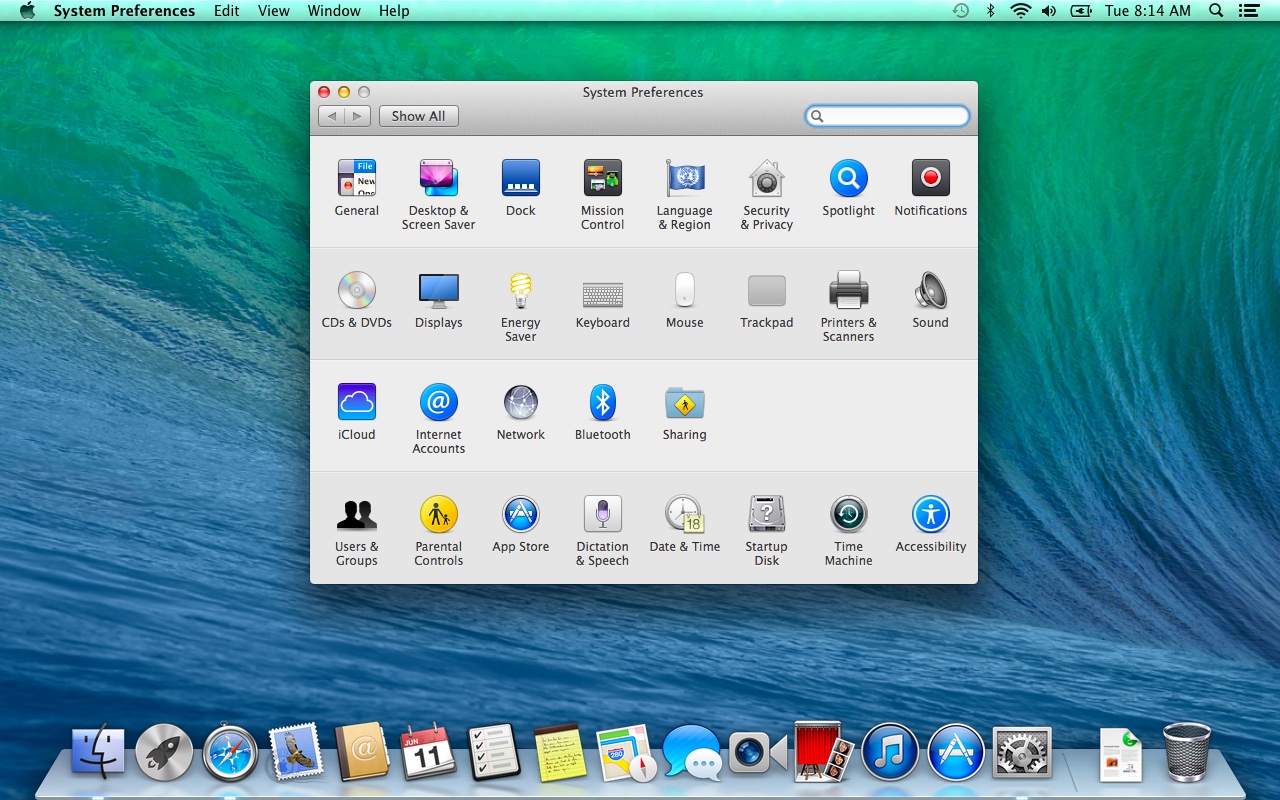 Mac OS X 10.9 Mavericks System Preferences (2013)
